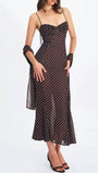 Odette Polka Dot Mesh Midi Dress - Fashion Pov