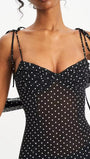 Odette Polka Dot Mesh Midi Dress - Fashion Pov