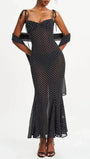 Odette Polka Dot Mesh Midi Dress - Fashion Pov
