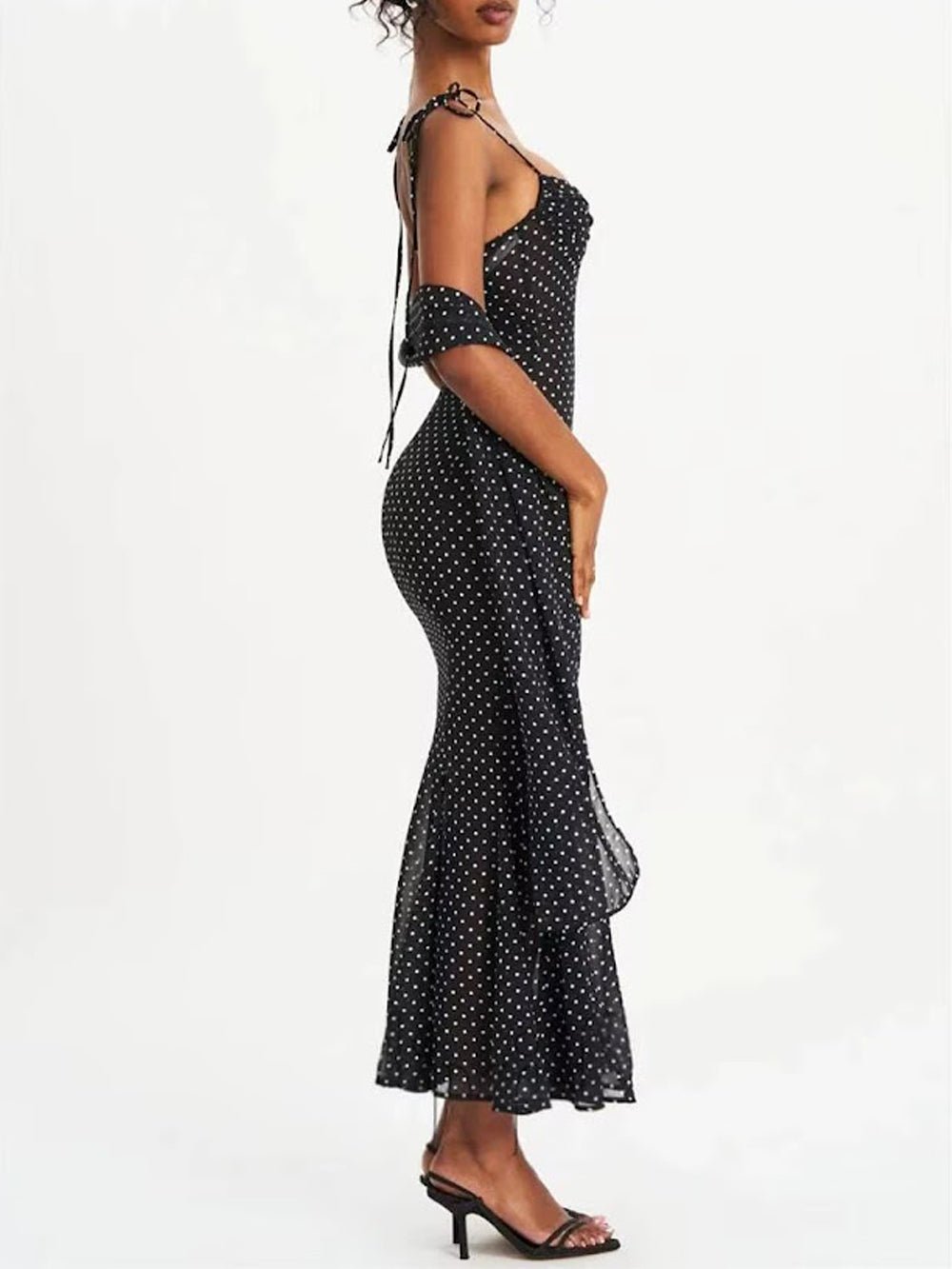 Odette Polka Dot Mesh Midi Dress - Fashion Pov
