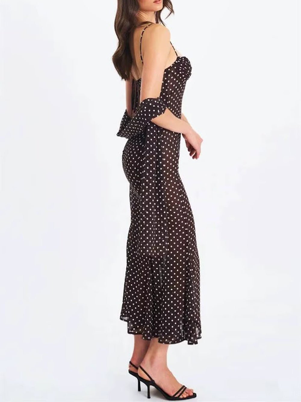Odette Polka Dot Mesh Midi Dress - Fashion Pov