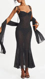 Odette Polka Dot Mesh Midi Dress - Fashion Pov