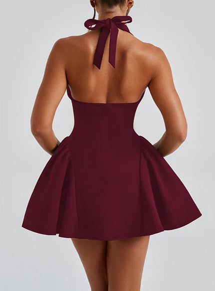 Olive Sleeveless Mini Dress - Fashion Pov