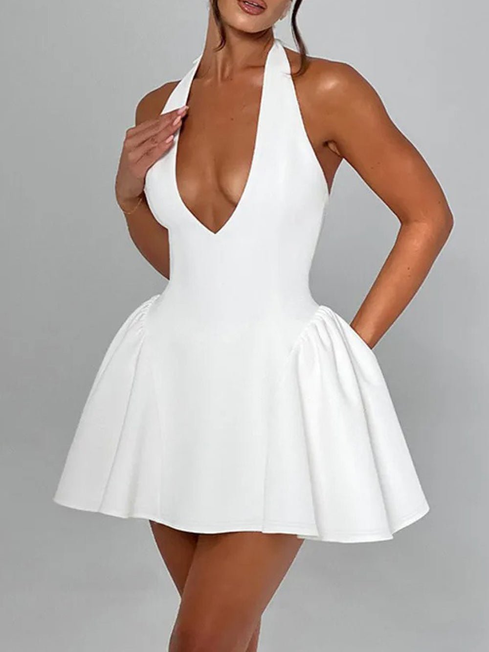 Olive Sleeveless Mini Dress - Fashion Pov