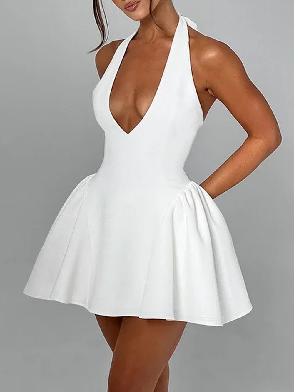 Olive Sleeveless Mini Dress - Fashion Pov