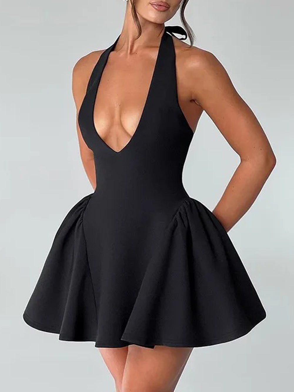 Olive Sleeveless Mini Dress - Fashion Pov