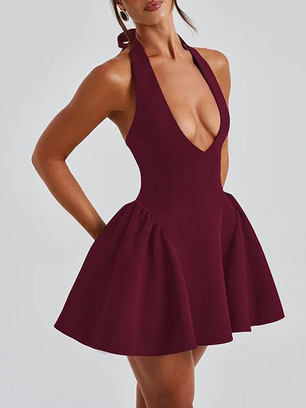 Olive Sleeveless Mini Dress - Fashion Pov