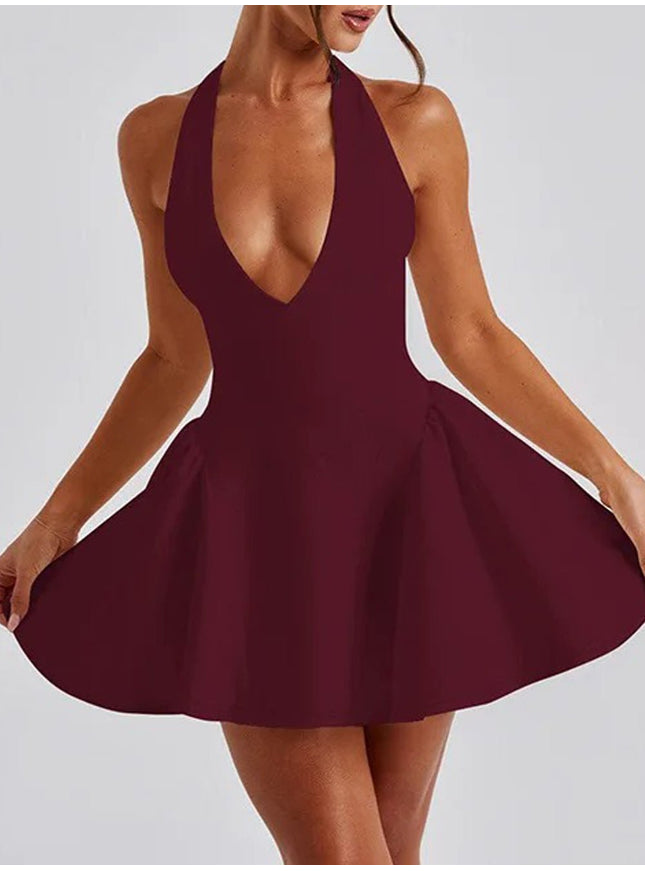 Olive Sleeveless Mini Dress - Fashion Pov