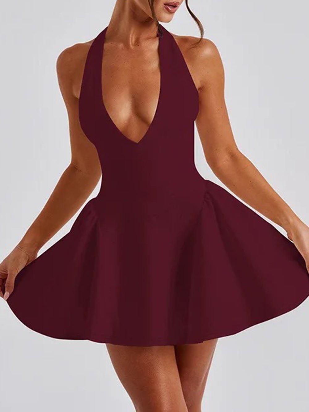 Olive Sleeveless Mini Dress - Fashion Pov