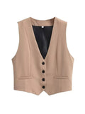Olivia Button Cropped Sleeveless Chic Top - Fashion Pov