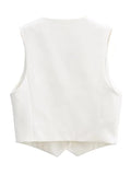 Olivia Button Cropped Sleeveless Chic Top - Fashion Pov