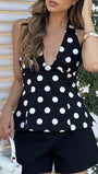 Ophelia Polka Dot Halter Blouse - Fashion Pov