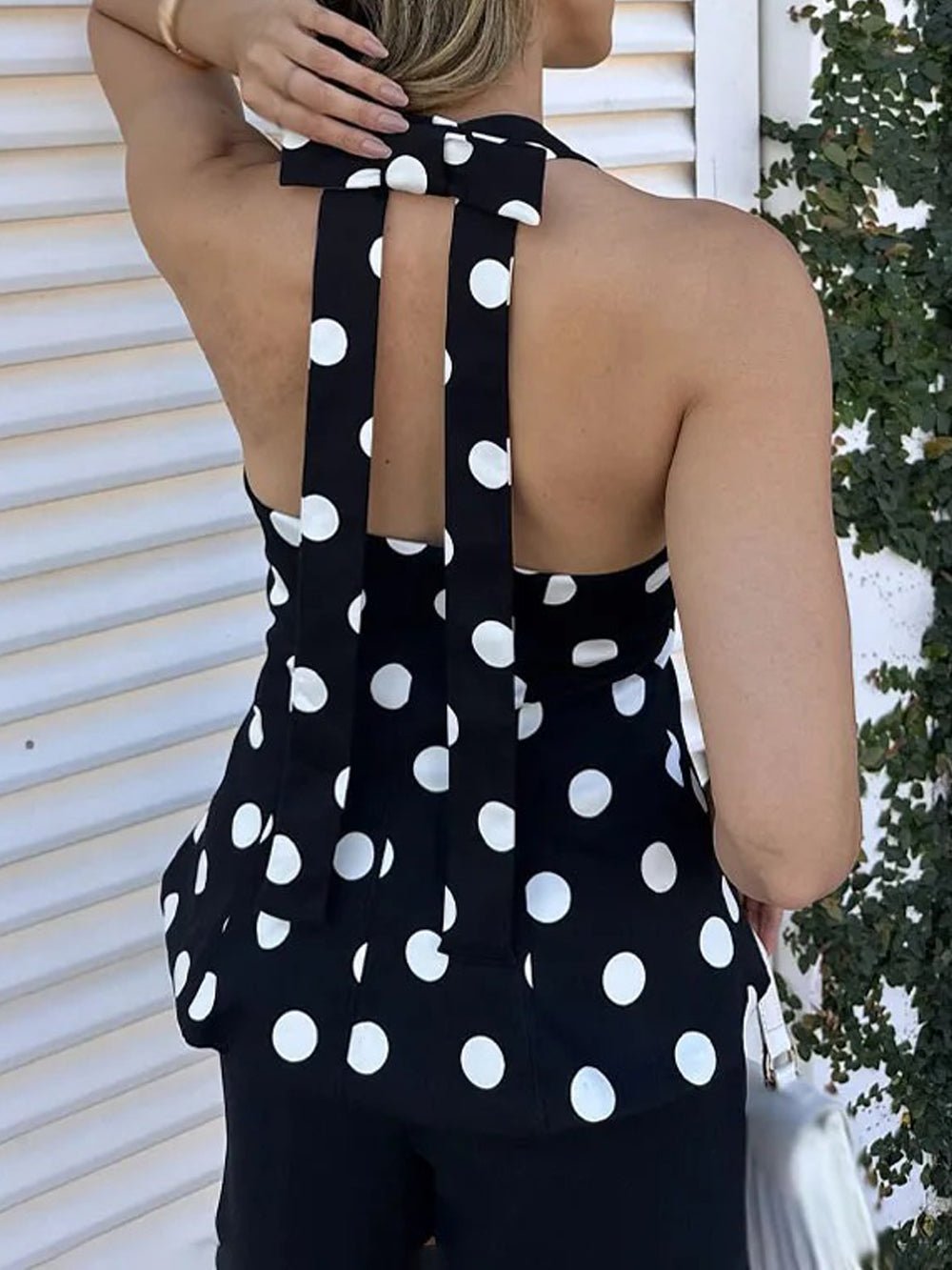 Ophelia Polka Dot Halter Blouse - Fashion Pov