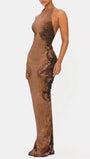 Oriana Floral Mesh Halter Maxi Dress - Fashion Pov