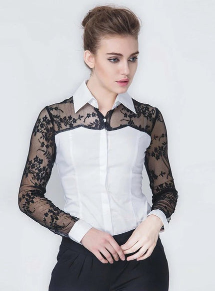 Paige Hollow Out Long Sleeve Shirt - Fashion Pov