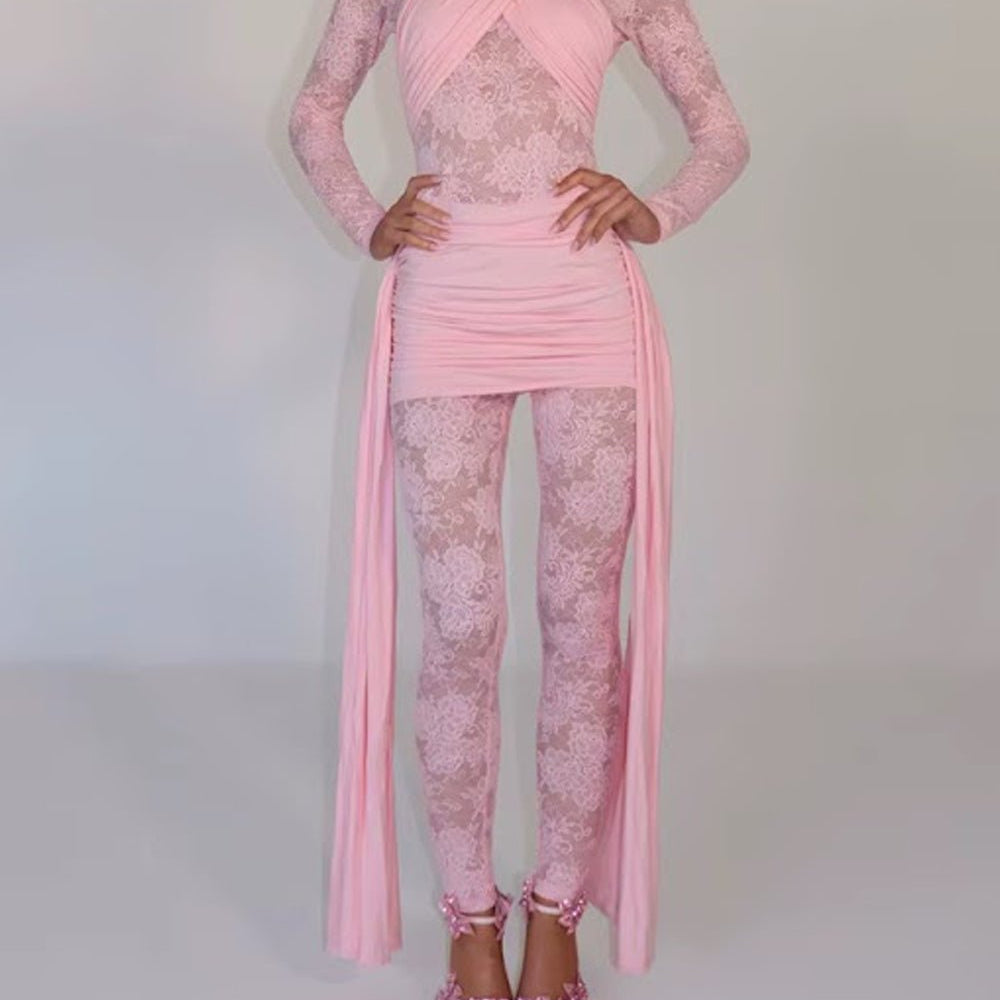 Paloma Lace Mesh Pants Set - Fashion Pov