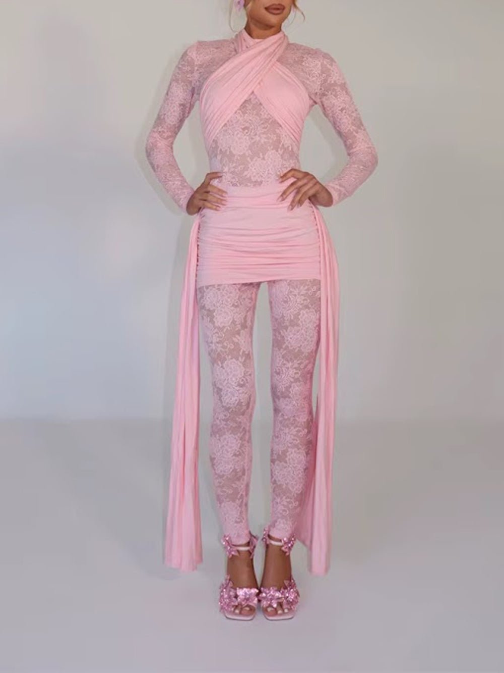 Paloma Lace Mesh Pants Set - Fashion Pov