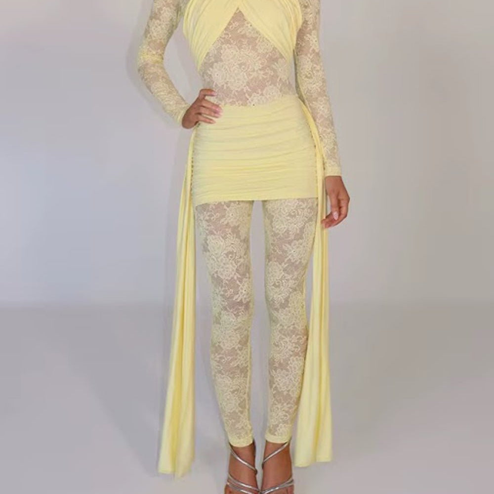 Paloma Lace Mesh Pants Set - Fashion Pov