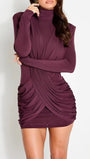 Petra Ruched Long Sleeve Mini Dress - Fashion Pov