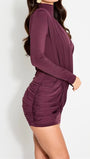 Petra Ruched Long Sleeve Mini Dress - Fashion Pov