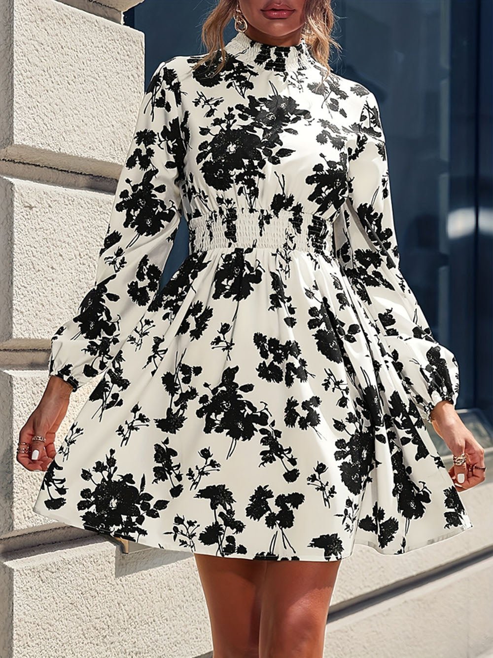 Peyton Floral Long Sleeve Mini Dress - Fashion Pov