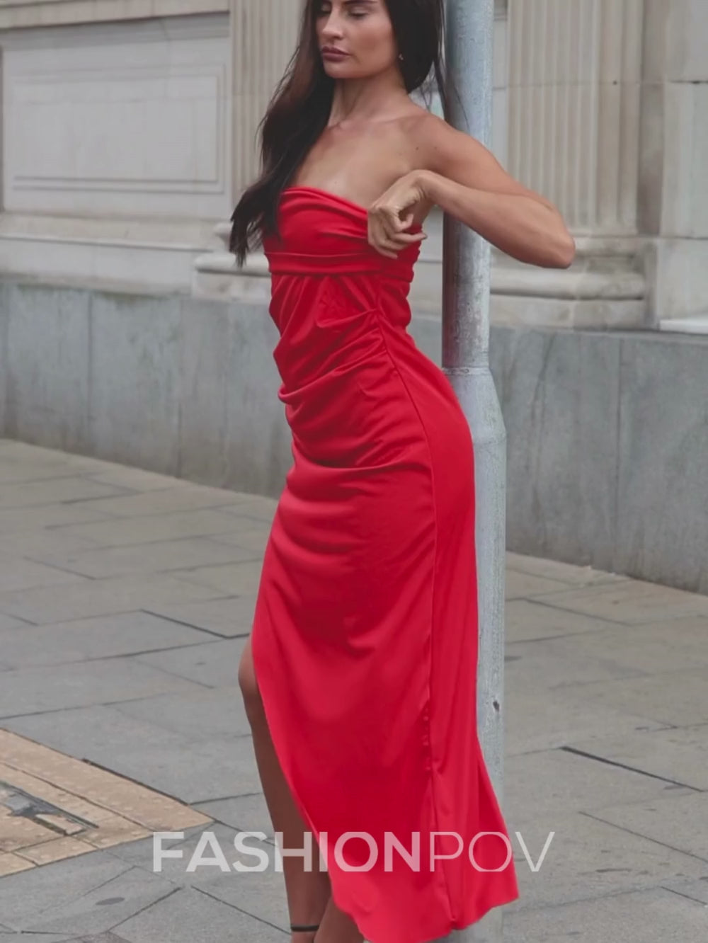 Harper Bandeau Slit Maxi Dress