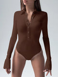 Rebecca Long Sleeve Bodysuit Jumpsuit - Fashion Pov