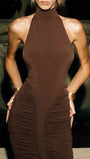 Renee Turtleneck Ruched Midi Dress - Fashion Pov