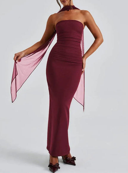 River Off Shoulder Backless Maxi Dress - Fashion Pov