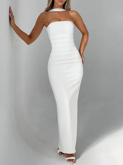 River Off Shoulder Backless Maxi Dress - Fashion Pov