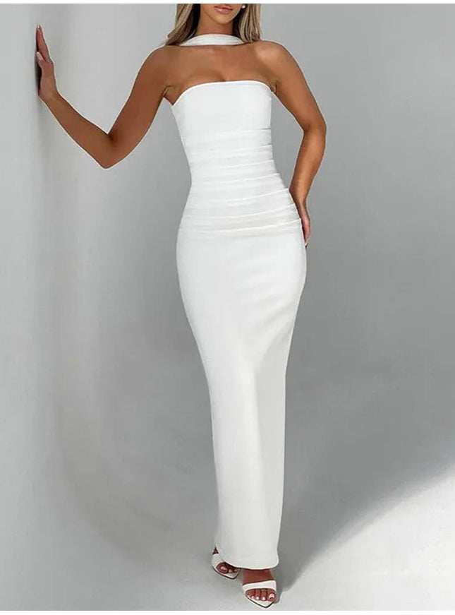 River Off Shoulder Backless Maxi Dress - Fashion Pov