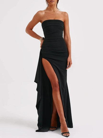 River Off Shoulder Strapless Backless Maxi Dress - Fashion Pov