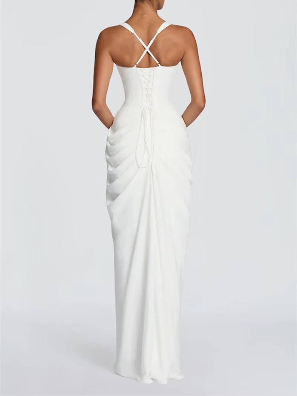 Romina Corset Ruched Slit Maxi Dress - Fashion Pov