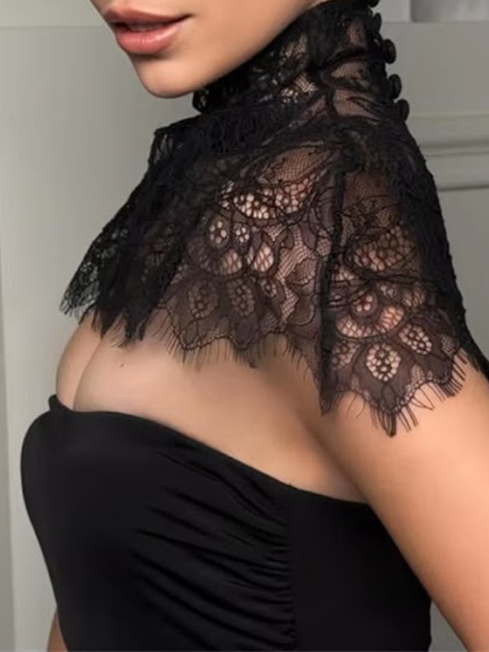 Romy Lace Yoke Mini Dress - Fashion Pov