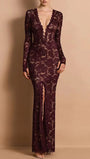 Rosalie Lace Plunge Gown Dress - Fashion Pov