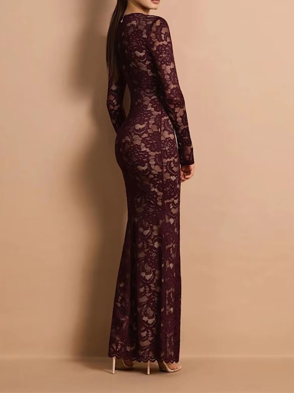 Rosalie Lace Plunge Gown Dress - Fashion Pov