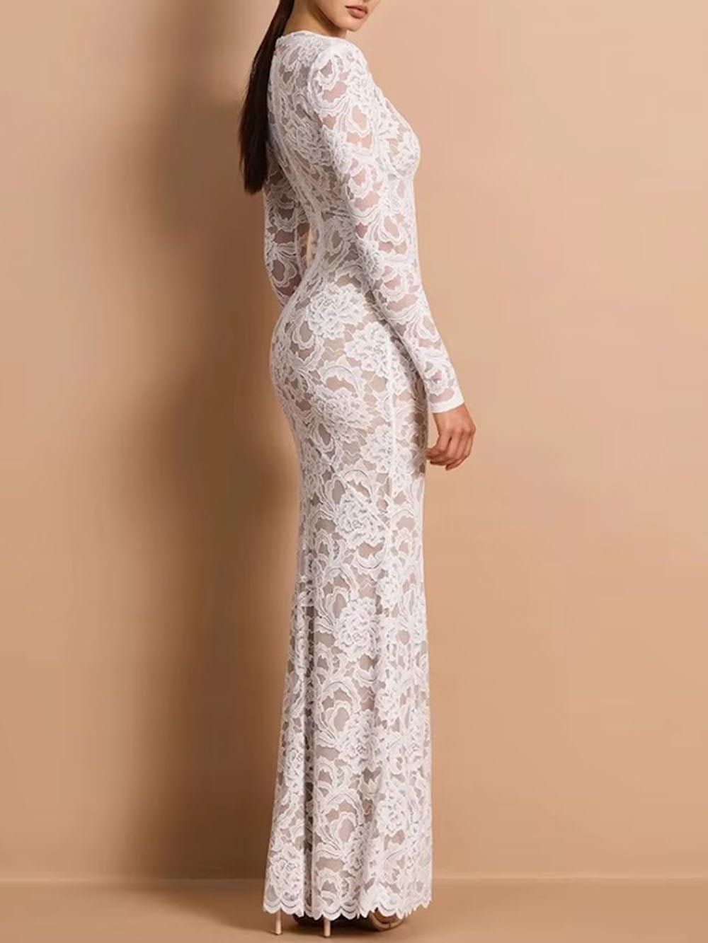 Rosalie Lace Plunge Gown Dress - Fashion Pov