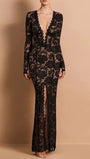 Rosalie Lace Plunge Gown Dress - Fashion Pov