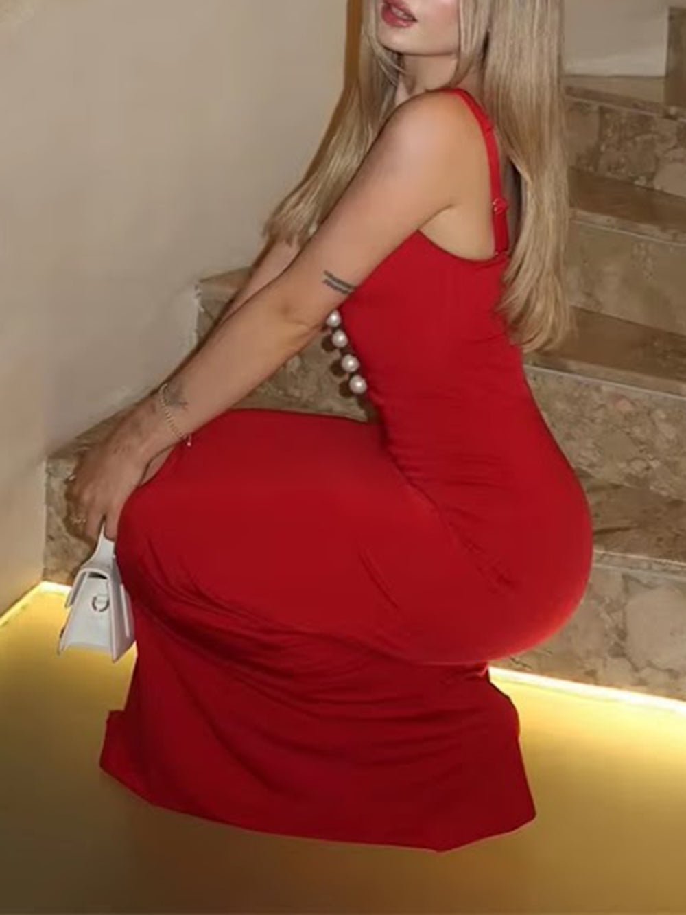 Rosalie Pearl Button Gown Dress - Fashion Pov