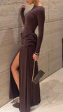 Sabine Ruched Slit Maxi Dress - Fashion Pov