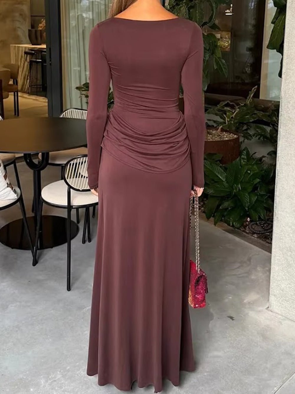 Sabine Ruched Slit Maxi Dress - Fashion Pov