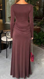 Sabine Ruched Slit Maxi Dress - Fashion Pov