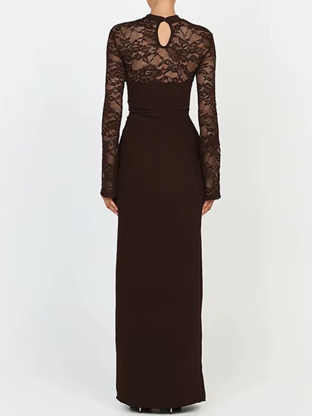 Sabrina Lace Yoke Cutout Gown Dress - Fashion Pov