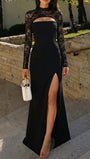 Sabrina Lace Yoke Cutout Gown Dress - Fashion Pov