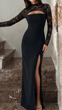Sabrina Lace Yoke Cutout Gown Dress - Fashion Pov