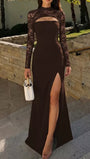 Sabrina Lace Yoke Cutout Gown Dress - Fashion Pov