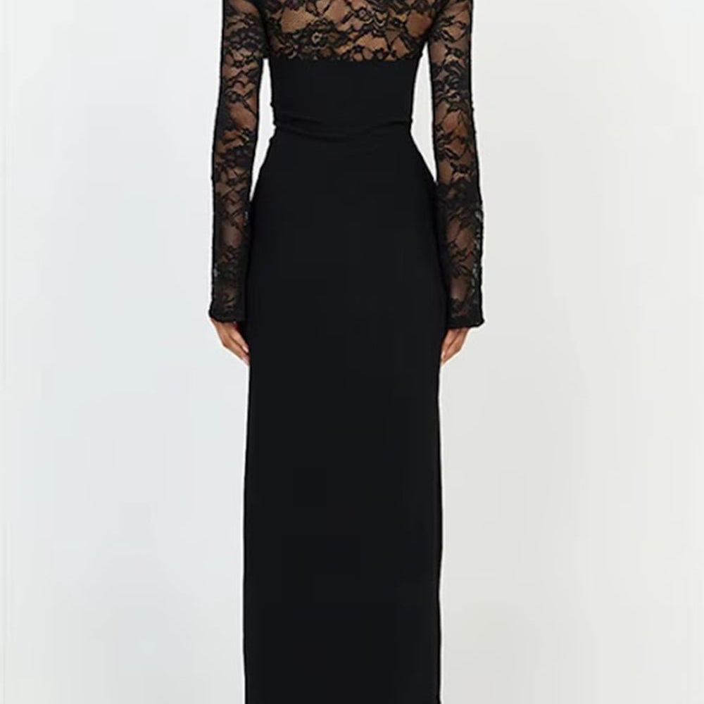 Sabrina Lace Yoke Cutout Gown Dress - Fashion Pov