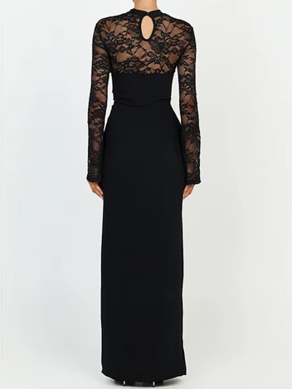 Sabrina Lace Yoke Cutout Gown Dress - Fashion Pov