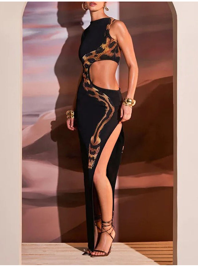 Samantha Split Sleeveless Maxi Dress - Fashion Pov