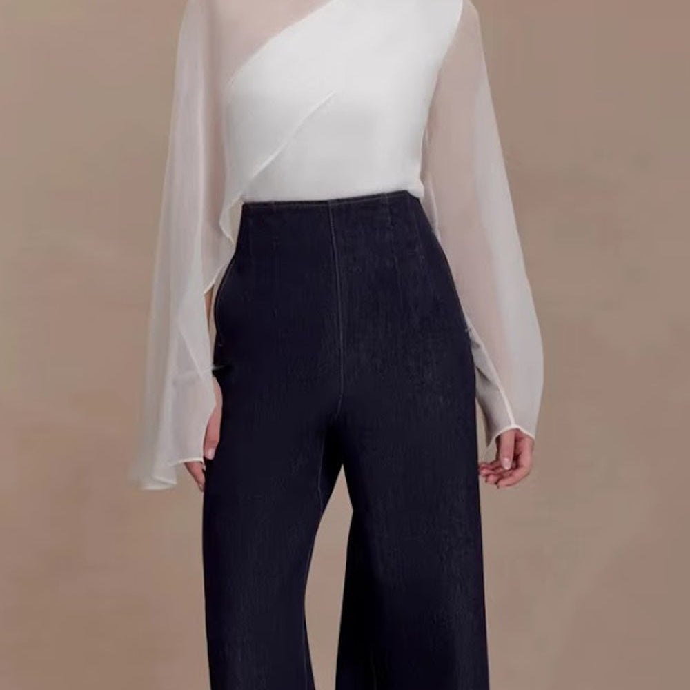 Seraphina Sheer Draped Sleeve Blouse - Fashion Pov